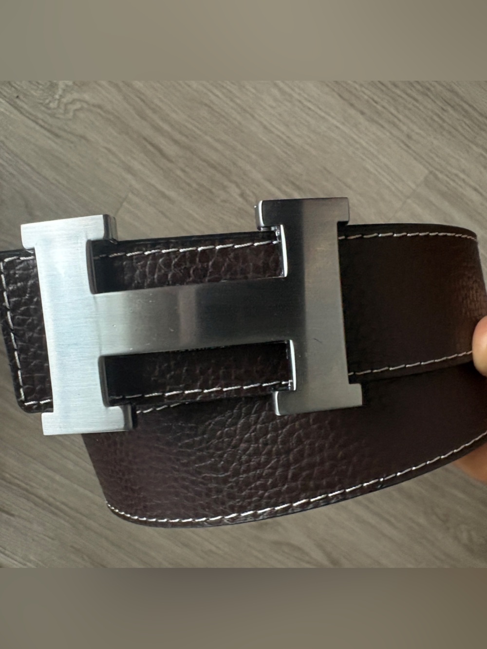 Y2K Men's Brown Black reversible Belt with Silver Tone Buckle 32/105